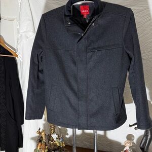 IZOD Men's WOOL Charcoal Lightweight Jacket EXCELLENT CONDITION:  WARM
